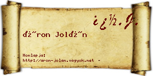 Áron Jolán névjegykártya
