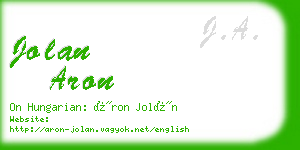 jolan aron business card